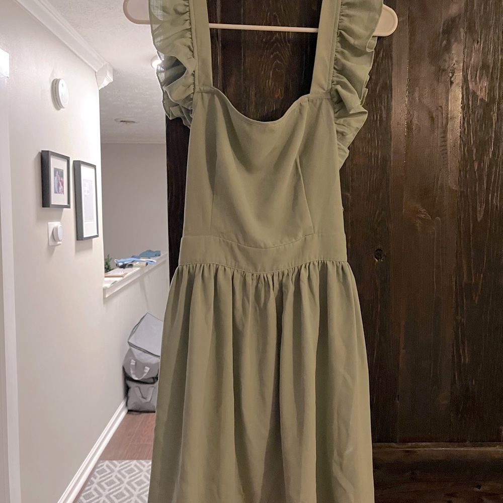 Elegant Green Ruffle Dress